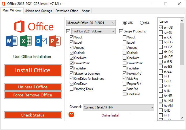 Office 2013-2021 C2R Install / Install Lite 7.1.5