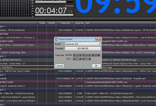 • Timecode Data on SDI as RP188, LTC and VITC (Field1 or Field2)